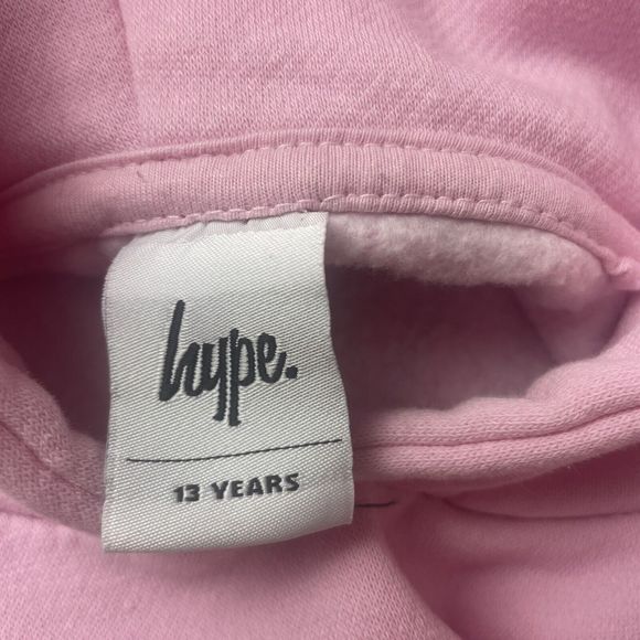 Hype Script Size 13 Years Crop Hoodie Girls OTH Hoody Hooded Top Tape Baby Pink - Picture 13 of 14